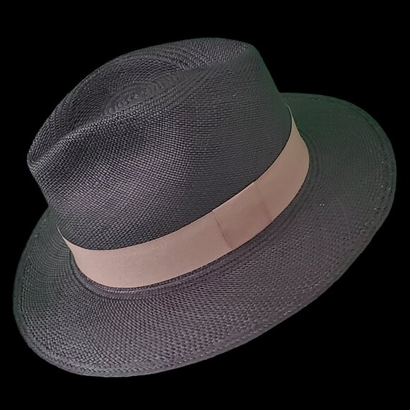 M.A.M.A. - Fedora Women\'s Black Straw Hat, Beige Ribbon main image 4